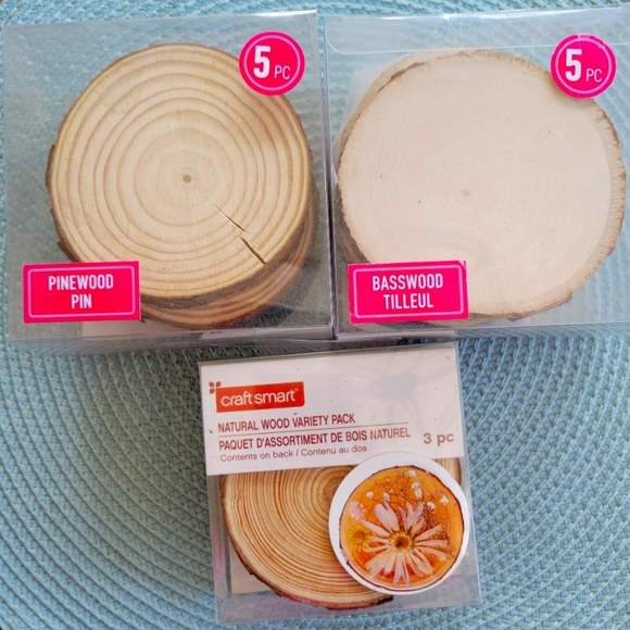 Wooden Coasters (two 5- piece sets & one 3-piece set). - Picture 1 of 1